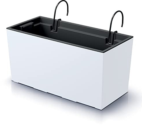 IMJ-Global Vaso per Fiori piante Rettangolare Urbi Case W Decorativo in Plastica Alto 20 cm da interno esterno 19x40 cm Rettangolare Bianco Design Moderno 12 Litri