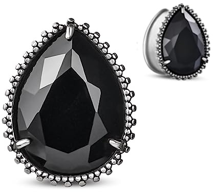 ERKUOO Lot de 2 écarteurs d'oreille en forme de larme en zircon pour oreilles - Double évasé