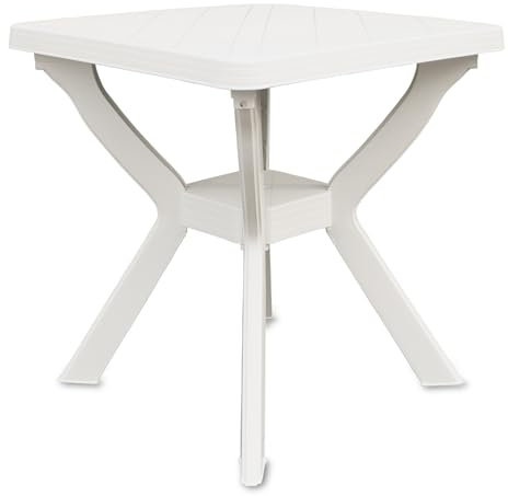 Spetebo Kunststoff Gartentisch quadratisch 70 cm - weiß - Campingtisch im klassischen Design - Balkontisch Terrassentisch Oudoor Garten Tisch Außenbereich