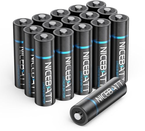 NICEBATT Lithium AA Batteries 3500mAh 16 Count, 1.5V High Capacity Double A Battery for Blink Camera Freezer Thermometer etc