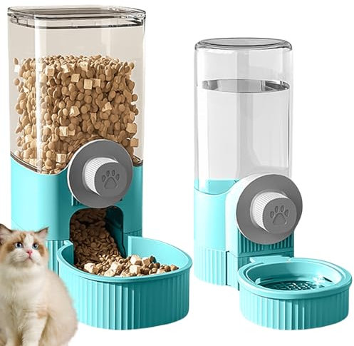 Distributore automatico di cibo per gatti 520 ML per gravità e 1,2 l per cibo umido e secco, per animali domestici di piccola taglia (blu)