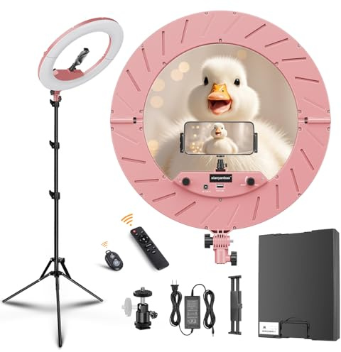 18 Inch Ring Light Kit, 55W6700k Dimmable LED Light, Tripod Stand, Remote Controller,Box,CRI95(Pink)