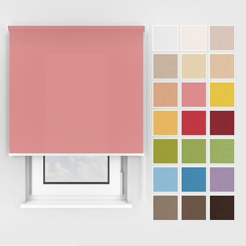 Estika Estor Enrollable con taladrar - 65x150 cm - Color: Rosa, Estor para Montaje en Techo y Pared, 25 Colores, para Interior, protección Visual para Ventana y Puerta de balcón.