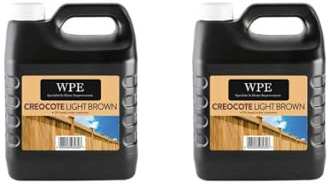 WPE® Light Creocote Wood Treatment – Oil-Based Creosote Substitute for Fences, Sheds, Decking & Timber – Deep Penetrating, Long-Lasting Weatherproof Protection – 4L Exterior Wood Preserver [2 PACK] 8L