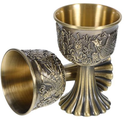 COLLBATH 2piezas Cáliz De Vino Retro De Aleación De Zinc De Copa Medieval Decorativa Para Bodas De Diseño Elegante y Cómodo