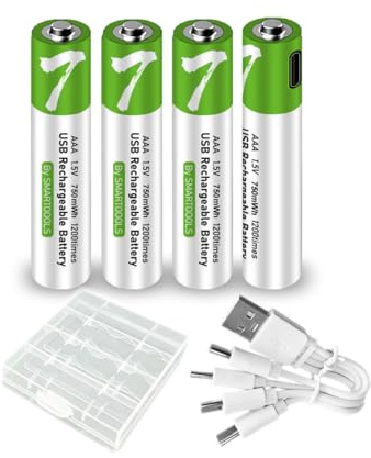Lankoo 4pcs AAA Battery AAA Batteries, USB/Type-C AAA Rechargeable Battery, High Capacity 1.5V 500mAh 750mWh 1.5 Hours Fast Charge, Cycle Times up to 1200x with Type-C Port Charging Cable
