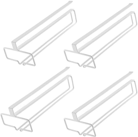 COMZPLIFE 4Pcs Wine Glass Holder Stemware Rack Hanger Under Cabinet Wine Glass Rack Kitchen Hanging Storage Rack Organizer, White