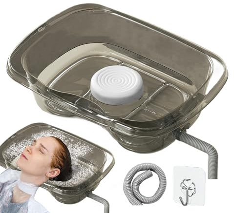 Bacino per il lavaggio dei capelli: di supporto per collo portatile, vassoio per shampoo per lavandino profondo | Design ergonomico della curva, tema della casa del salone, angolo di