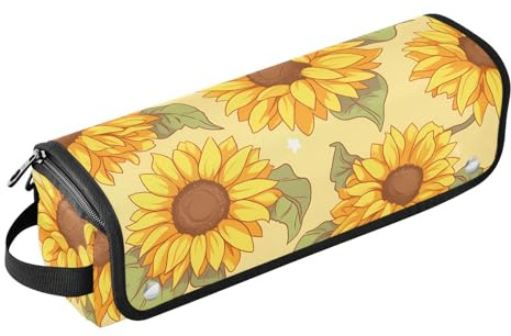 Sac de voyage pour outils de coiffure pour femme avec tapis de fer double couche pour fers plats, lisseurs, fers à friser – Fleur orange tournesol