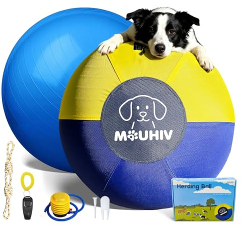MOUHIV Pelota de entrenamiento para perros de 18 pulgadas con bomba de mano, juguete interactivo para perros, pelotas para entrenamiento al aire libre, juguetes para caballos (tamaño mediano)