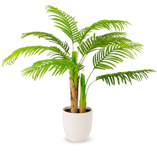 edihome, Planta Artificial Grande, Palmera Kwai Artificial 120 cm, Decorativas, Árbol, Decoración Hogar, para Interior, Oficina, Hoteles, Eventos – Planta Realista Tropical (Palmera, 120)