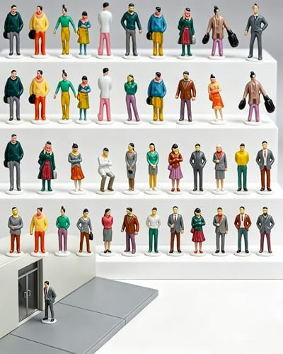 HAPZUR 100 Figurines Miniatures 1:100, Personnages de Maquette Multicolores Poses Variées pour Modélisme Ferroviaire, Diorama & Paysage Miniature.
