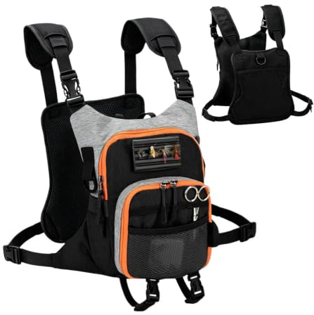 Fly Fishing Pack Tackle Gear Väst Ryggsäck | Flugfiske, bröstpaket för sötvattensabborre öring havskatt verktyg rigg bete resor vandring kajak saltvatten