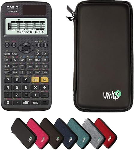 Casio fx-87DE X ClassWiz inkl. WYNGS Schutztasche Schwarz - Wissenschaftlicher Taschenrechner - Basic Set