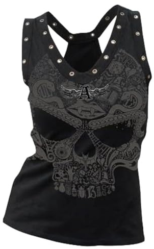 Fensajomon Skull Shirt for Women Tank Top Sleeveless Workout Summer Printed Loose Running T-Shirt XS