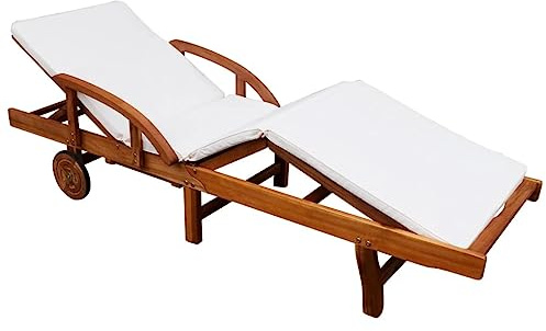 vidaXL Sedia a Sdraio con Cuscino Lettino Prendisole Giardino Seggiola Patio Terrazzo Arredi per Esterni Arredamento Legno Massello