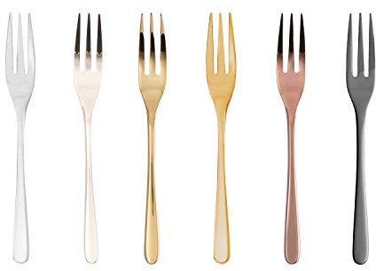 Sambonet - Taste Mix & Play Set di 6 Forchette Dolce in Acciaio Inox, Forchette da Dessert finitura PVD, Lavabili in lavastoviglie, Multicolore