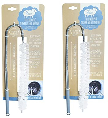 Laundry Helpers Dryer Vent Brush, Flexible Lint Remover Cleaning Tool, Sturdy Telescopic 29-Inch Handle, Head Bends 180 Degrees, Reduces Drying Time and Extends Dryer Life, 2 Pack