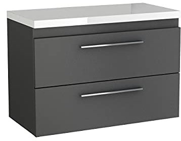 Badezimmerschrank Sicily Top, Waschbeckenunterschrank 80 cm Breite mit Schubladen ohne Waschtisch, Badezimmer Unterschrank Waschbecken, Badezimmerschrank Unter Waschbecken, Badunterschrank Graphit