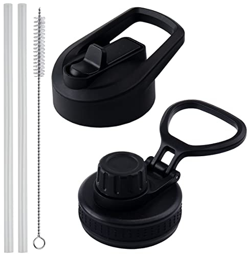 Honogo Replacement Straw Lid and Spout lid for Hydro Flask, Takeya Wide Mouth Water Bottles, Fits 18 oz, 20 oz 32 oz, 40 oz, 64oz Thermoflask Lids Accessories Compatible with Simple Morden Iron Mira