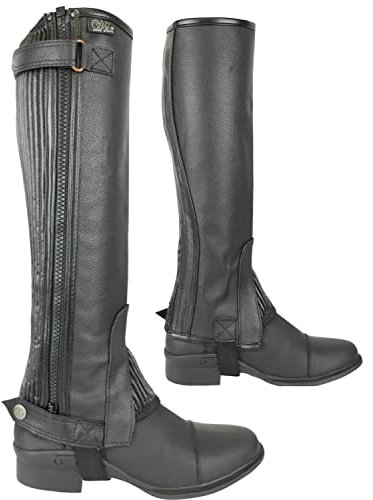 AK Donner Unisex Reitchaps aus Leder AKRS-1032(PL) (Schwarz, 3XL)