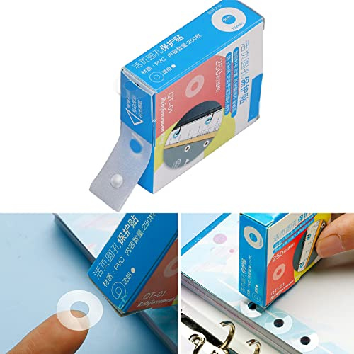 250Pcs Loose-Leaf Paper Hole Reinforcement Ring Label Stickers,Waterproof Self-Adhesive Hole Punch Reinforcement Stickers,Self-Adhesive Hole Punch Protector for Office School Home Supplies