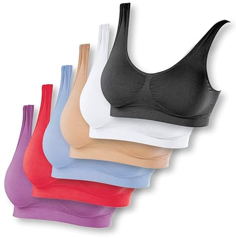 SLIMmaxx bügelloser BH | Nahtloser Sport-BH im 6er-Set, Größe 48/50 (XXL) | Bralette mit Breiten Trägern | Bequemer BH für Sport & Freizeit | Einfaches Anziehen & Ausziehen