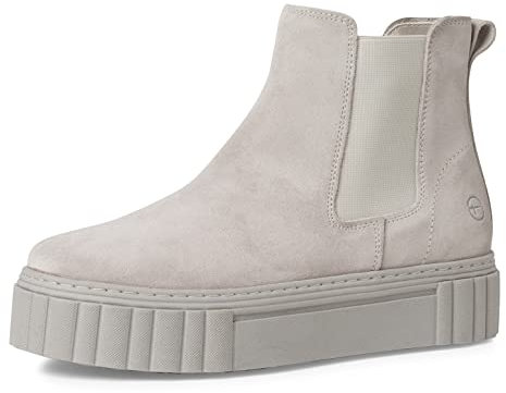 Tamaris Damen Chelsea Boots, Frauen Stiefeletten,Wechselfußbett,Schlupfstiefel,hoch,Boots,Stiefel,Bootee,Booties,Light Grey,40 EU