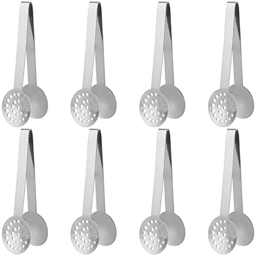 SEHOI 8 Piece 6 Inches Teabag Squeezer, Stainless Steel Tea Bag Tongs, Round Tea Filters Coffee Bag Squeezer Strainer Holder Serving Tongs Tool for Tea Bags, Gadget, Ice Cube, Silver