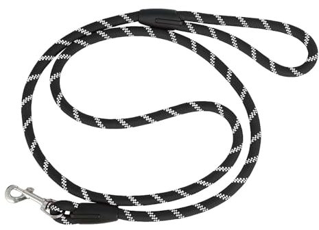 Aitodos® 1.8m Reflective Rope Dog Lead, Anti-Pull Dog Leash, Suitable for Training or Walking, Suit for Extra Large, Medium, Small Dogs, Diameter of Dog Leads 1.2cm, Black