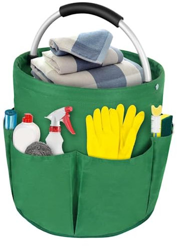 DAJILI Cleaning Caddy With Handle, 17L Collapsible Products Organiser, Multi Pocket Foldable Bag, Portable Bucket Organiser for Home Car Garden Camping Washing