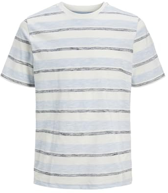 Jack & Jones Jjbirk - Camiseta a Rayas para Hombre, Cuello Redondo, Cloud Dancer, Talla M, Cloud Dancer, M