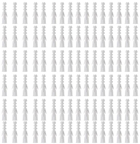 Leliafleury 100Pcs White Plastic Wall Plugs M8*40mm Column Expansion Pipe Raw Plugs for Plasterboard, Hollow, Dry Walls