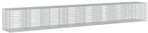 vidaXL Gabion Basket with Cover - Raised Bed Cage/Galvanised Iron - Durable Outdoor Use - 800x100x100cm - Tool-Free Assembly