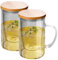 Lot de 2 tasses à thé, avec passoire et couvercle, 500 ml, verres à thé, verres à café, tasses à thé, verres à café, tasses en verre borosilicate, verres à latte macchiato, tasses à expresso et