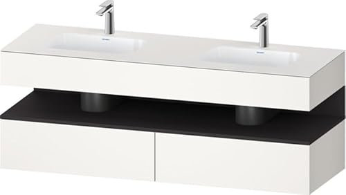Duravit Qatego lavabo encastré avec meuble sous-lavabo en console, 1600x550x600mm, niche graphite supermat, lavabo double, QA4797080840000, Couleur: blanc