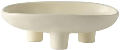 Frutero para cocina Cuencos de cerámica de 3 patas para refrigerios Cuenco ovalado con pie de 10'' Cuenco grande con pedestal Bandeja decorativa para servir frutas para panes, refrigerios y ensaladas