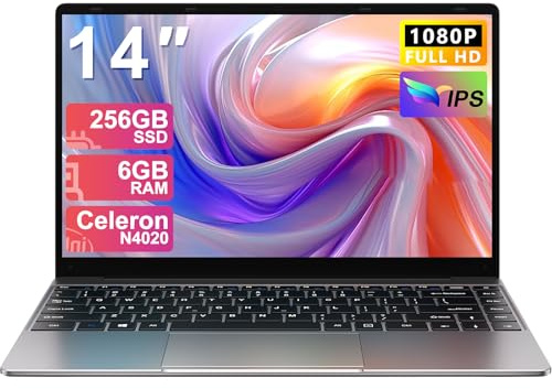 NOTODD 2025 Ordinateur Portable 14 Pouces Win11 PC Portable 6Go RAM+256Go SSD Soutien Extension 1TB(TF 1TB) Celeron N4020 Laptop avec 1080P 5G WIFI Mini HDMI Souris sans & Clavier AZERTY Francais-Gray
