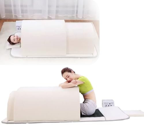 KJZQXYX Infrared Sauna Dome, Steam Blanket for Home Sauna, 3 Zone Controller Body Shaper Professional Sauna with Remote Control (White)