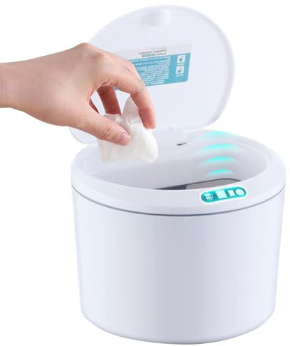 Poubelle automatique intelligente de 3 L avec couvercle - bac sans , capteur intelligent, fonctionnement à pile, style moderne | Mini poubelle pour cuisine, toilettes, buanderie, gestion des dé