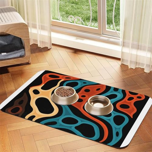 Vivid Cartoony Colors - Tapete de alimentación para mascotas, impermeable y antideslizante, tapete dispensador de agua para perros y gatos, sin manchas, de secado rápido