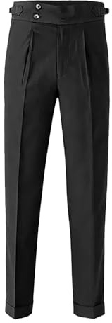 Beokeuioe Pantaloni da uomo a vita alta, pantaloni eleganti da cerimonia, pantaloni da smoking, pantaloni a vita alta, pantaloni casual in tessuto, pantaloni chino leggeri, pantaloni da business