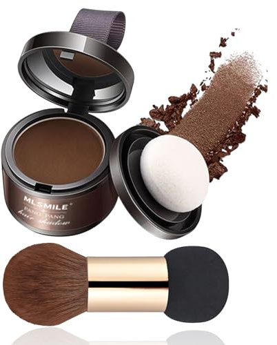 CHSEEO Root Touch Up Hairline Powder Hair Cover up - 3 Brush Heads, Instant Grey Hair Coverage, Women & Men's Portable Sweatproof Hair Concealer, Multi-purpose for Eye Shadow & Contouring - Dark Brown