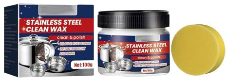 Stainless Steel Clean Wax,Nano-Technology Stainless Steel Cleaning Paste,Stainless-Steel Cleaner,Nettoyant pour acier inoxydable four et grill,Pâte de nettoyage en acier inoxydable avec éponge (1)