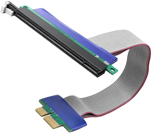 XMSJSIY PCI-E 1 x till 16 x Riser Cable Extender omvandlare GPU Riser Card Adapter PCI-Express 1 x kontakt till 16 x uttag GPU grafikkort förlängningskabel för SSD RAID – 19 cm/7,48 tum