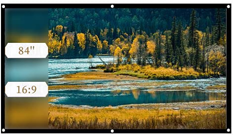 ASHATA Rolloleinwand Beamer Leinwand,16: 9 Projektion Leinwand Tragbare Faltbare Beamerleinwand,Geeignet für Heimkino-Projektionsfilme im Freien/Innenbereich/Camping(84 Zoll)
