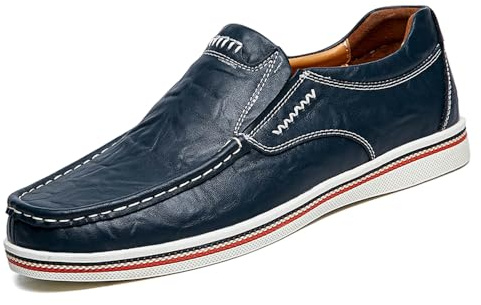 Mocasines de Conducción Casual para Hombres Brogue Negocios Calzado Cómodo Mocasín Deportivo Caminar Ligero（Azul,38 EU