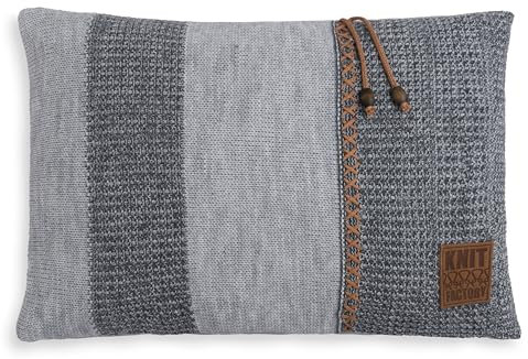 KNIT FACTORY - Roxx Dekokissen - Sofakissen - Kissenhülle mit Kissenfüllung - Kissen 60x40 - Grau/Anthrazit