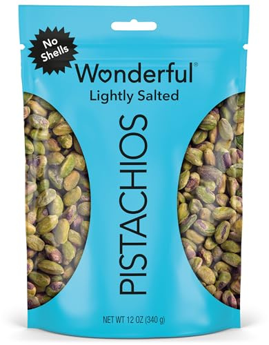Wonderful Pistachios No Shells, Lightly Salted Nuts, 12 Ounce Resealable Bag, Protein Snacks, Gluten Free, Healthy Snack