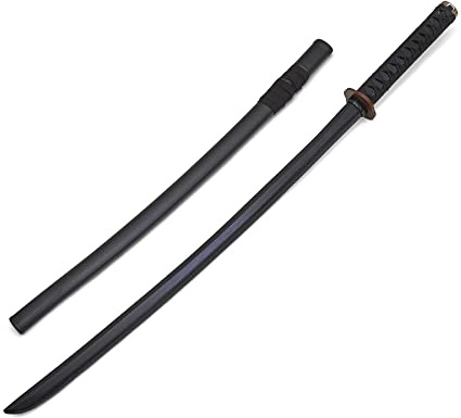 Martial Arts Adults Black Oak Roped Wooden Bokken With Plastic Scabbard - NEW